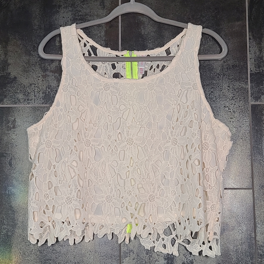 Xhilaration Cream Lace Crop Tank XXL